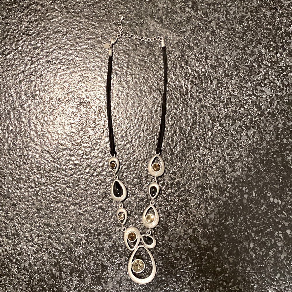 Lia Sophia suede and gemstone necklace 18”